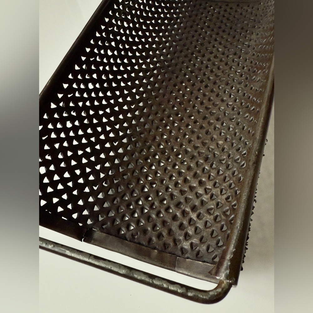 Antique, Early 1900s, Primitive, Punched Tin, Half-Round Vegetable Grater - Picture 8 of 10